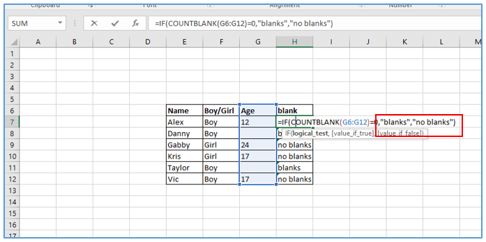 COUNTBLANK function