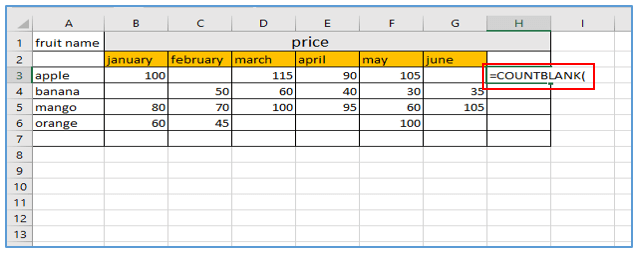 COUNTBLANK function in excel