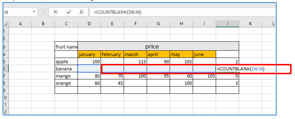 COUNTBLANK function