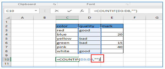 COUNTBLANK function 