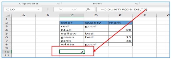 COUNTBLANK function