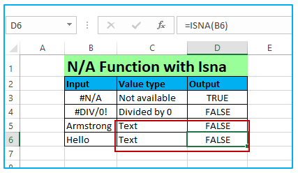 Isna function for excel