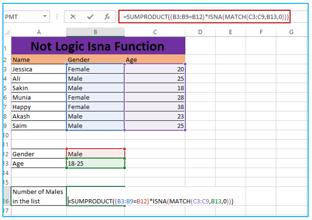 Isna function for excel