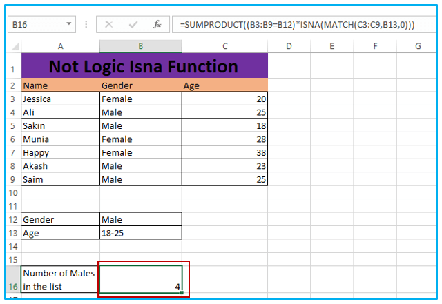 Isna function for excel 