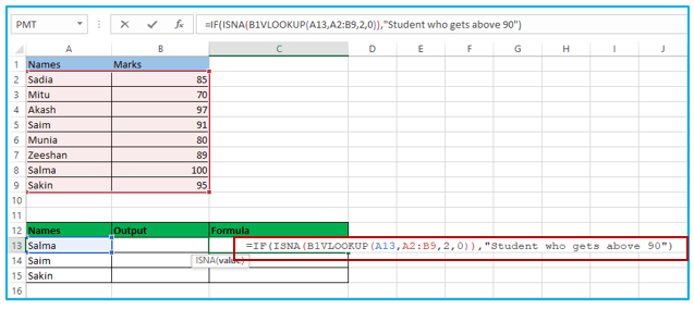 Isna function for excel