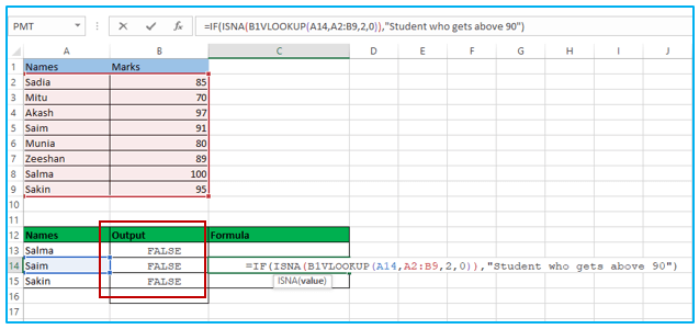 Isna function for excel