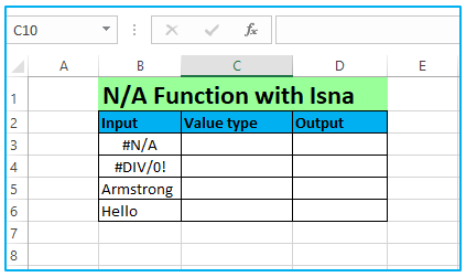 Isna function for excel