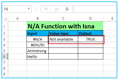 Isna function for excel 