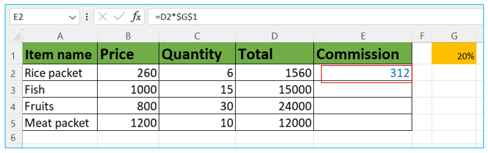 Mixed Reference for Excel