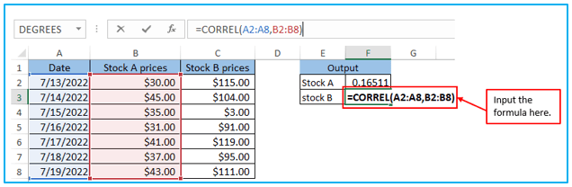 CORREL function