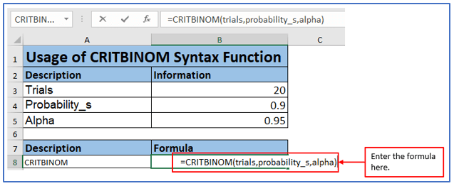 CRITBINOM function