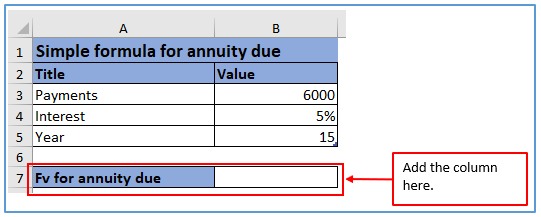 Future value of the annuity in Excel