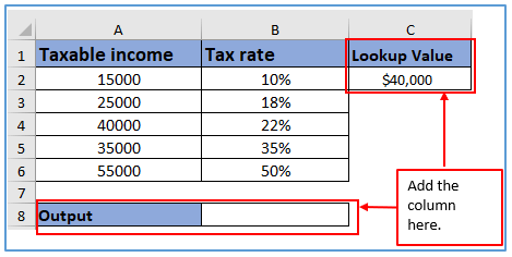 Calculate Income tax bracket in excel