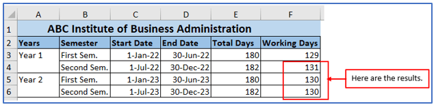 Calculate Workdays in Excel