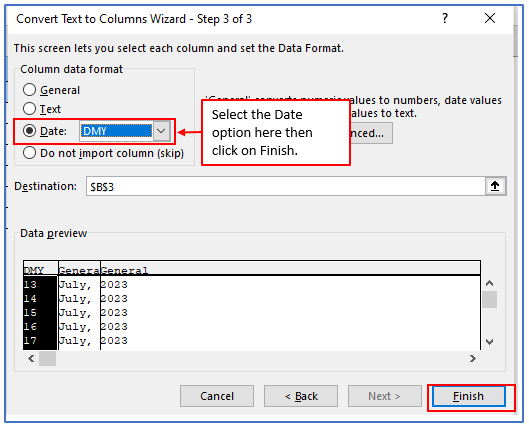 Convert Dates to Text