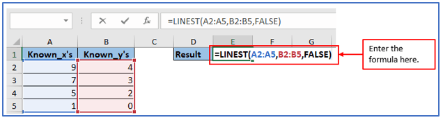 LINEST function in Excel