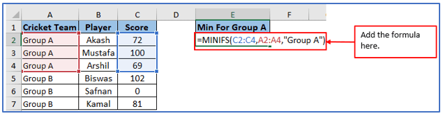 MINIFS Formula