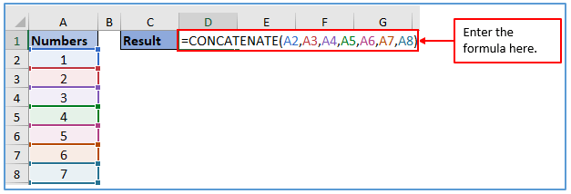 CONCAT function in Excel