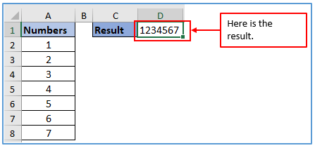 CONCAT function in Excel