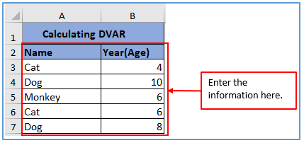 DVAR function in excel