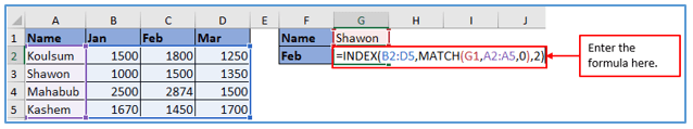 Index Match Formula in Excel