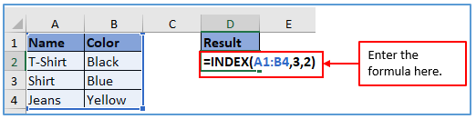 Index Match Formula