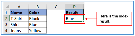 Index Match Formula