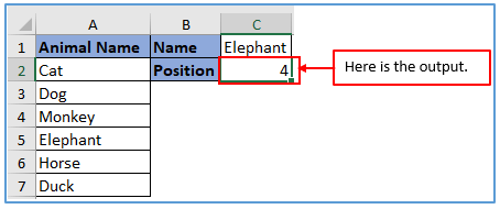 Match Function in Excel