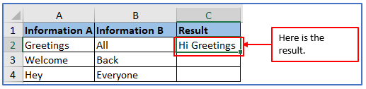 Formula of add words to every cell
