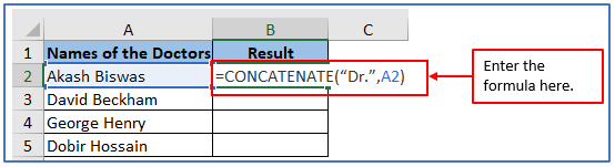 Formula of add words to every cell