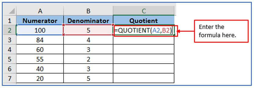 Quotient function in Excel