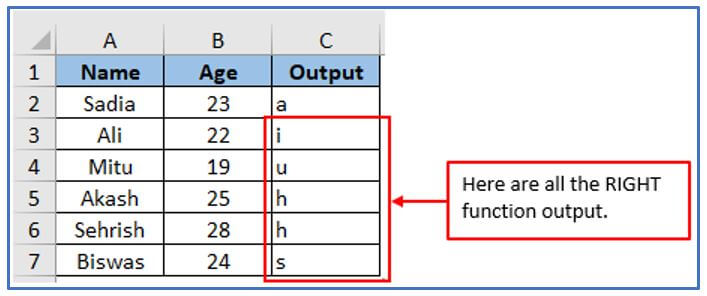 RIGHT function