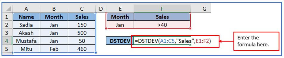 DSTDEV function in Excel