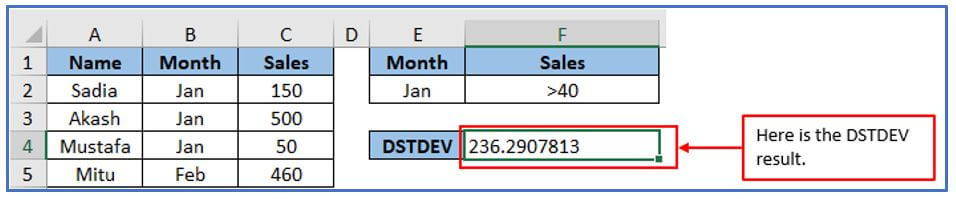 DSTDEV function in Excel