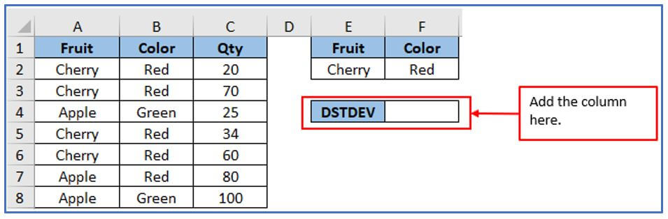 DSTDEV function