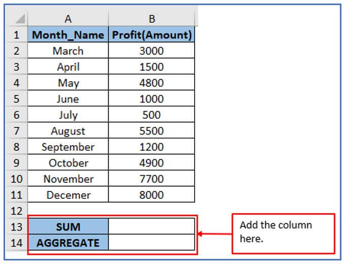 Aggregate functions in Excel