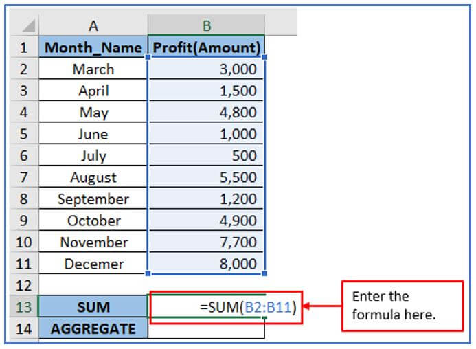 Aggregate functions in Excel