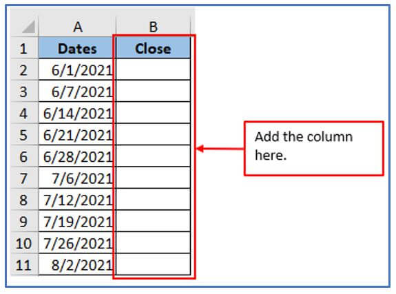 stock price in Excel