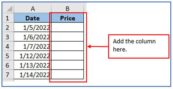 stock price in Excel