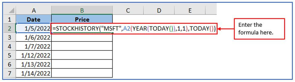 stock price in Excel