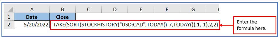 stock price in Excel