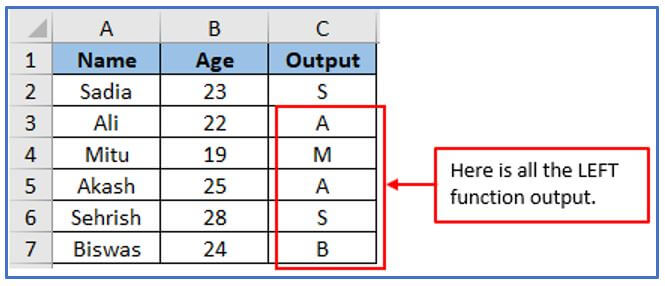 LEFT function in Excel