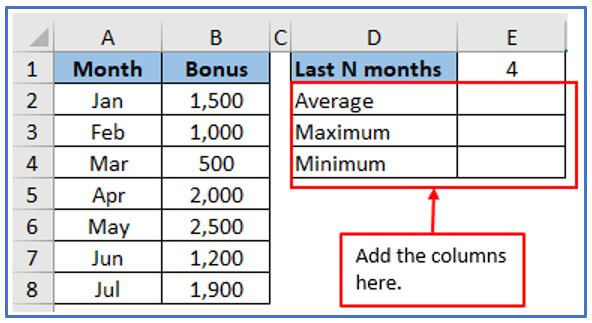 OFFSET formula in Excel