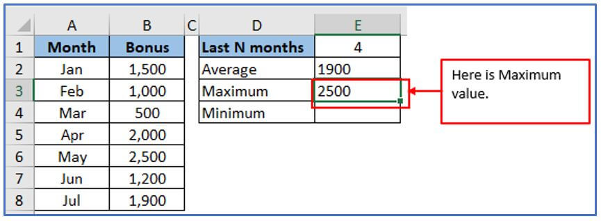 OFFSET formula in Excel