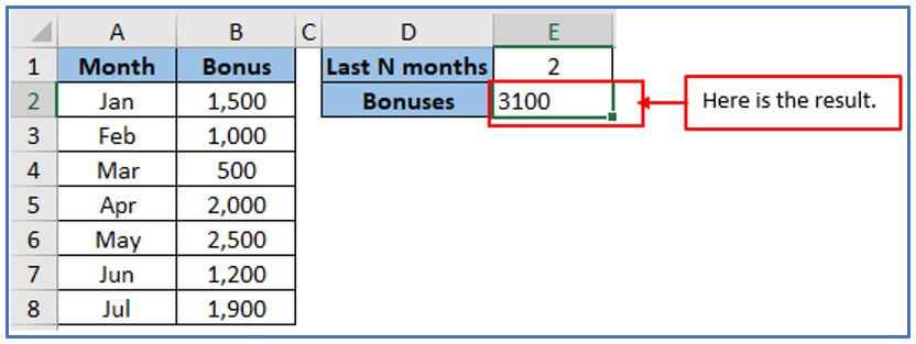 OFFSET formula in Excel