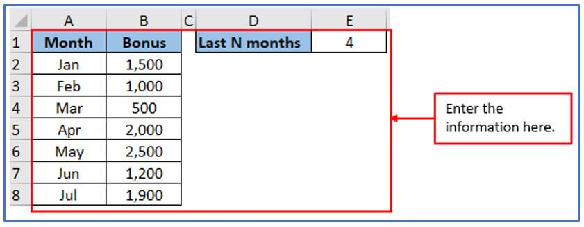 OFFSET formula in Excel