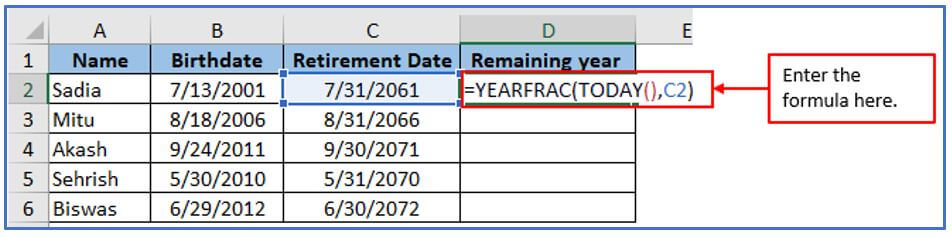 Retirement date formula