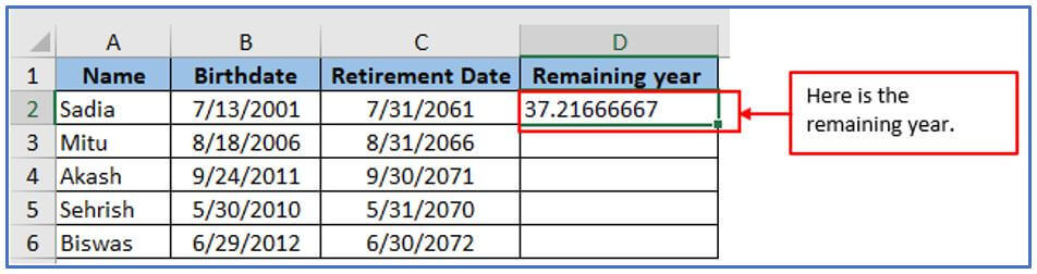 Retirement date formula