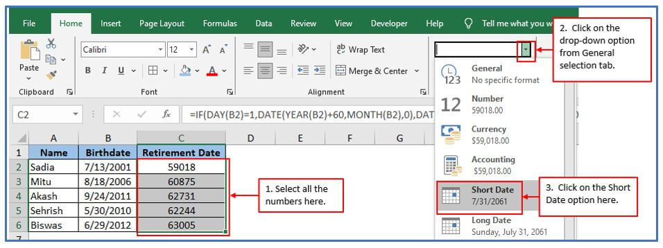  retirement date according to birthdate formula