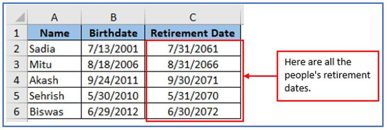 Retirement date formula